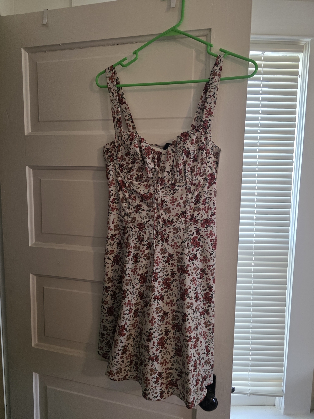 Windsor Cream Mini Dress with Red Floral Print